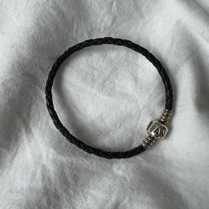 Black Leather Pandora Charm Bracelet